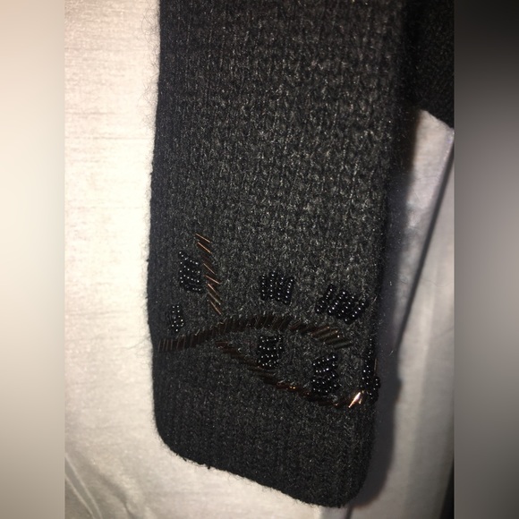 Karen Scott Evening | Women’s Black Cardigan Sweater with Bead Embellishments - Picture 3 of 10